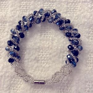 NEW Blue and Silver Beaded Bracelet